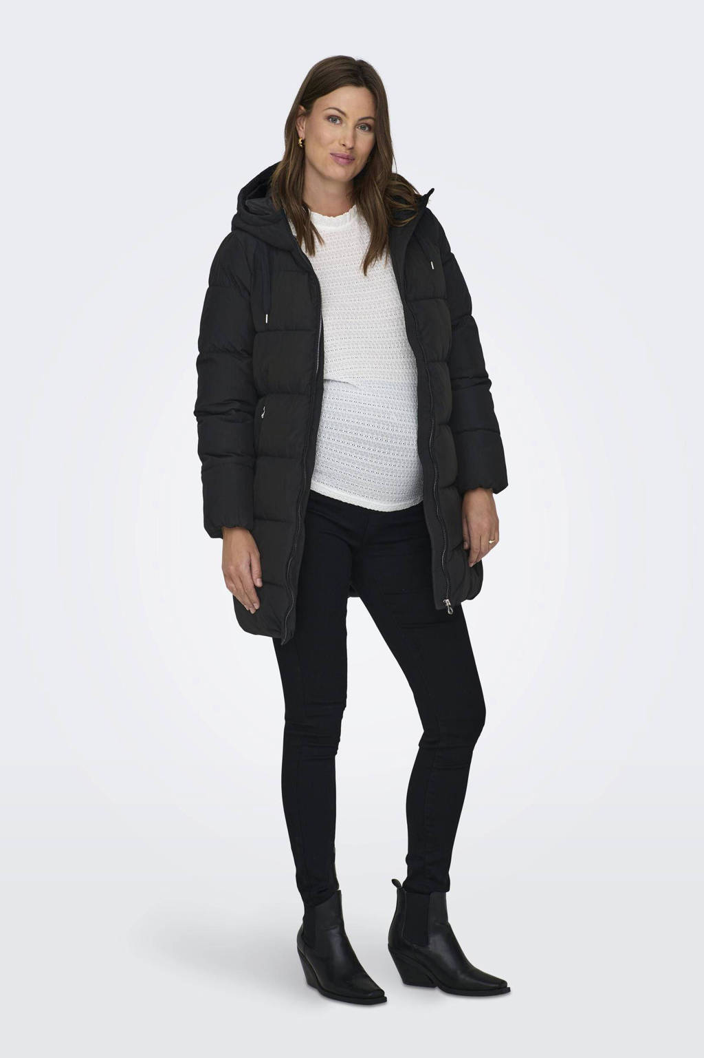 ONLY MATERNITY gewatteerde zwangerschapsjas winter OLMNEWDOLLY zwart