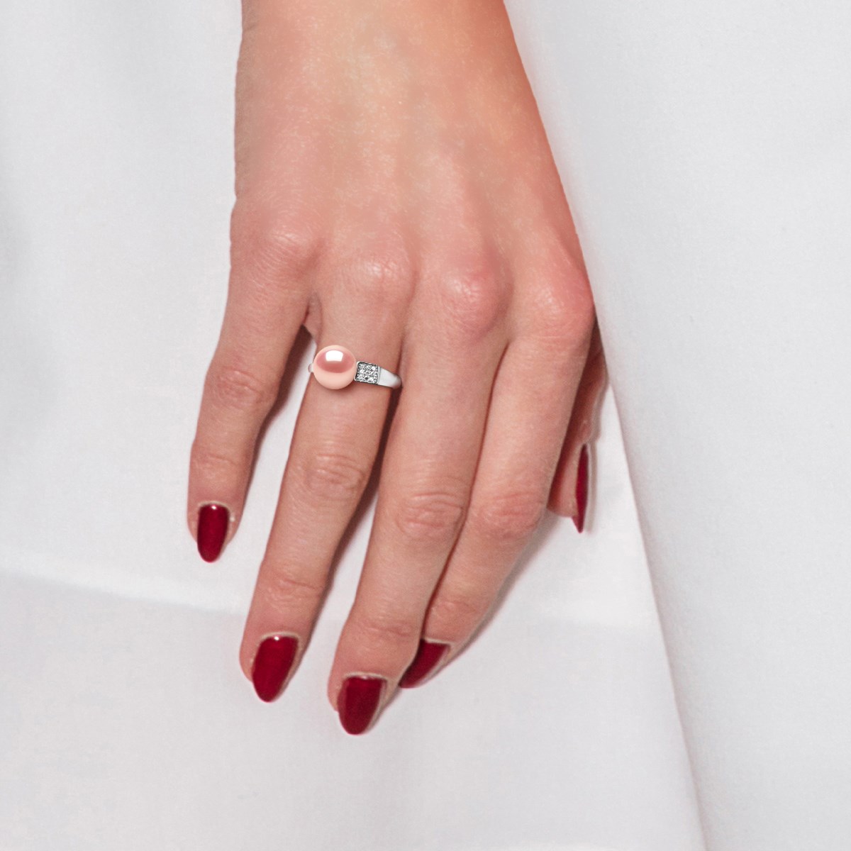 Bague Ajustable Perle d'Eau Douce 9-10 mm Rose Joaillerie Argent 925