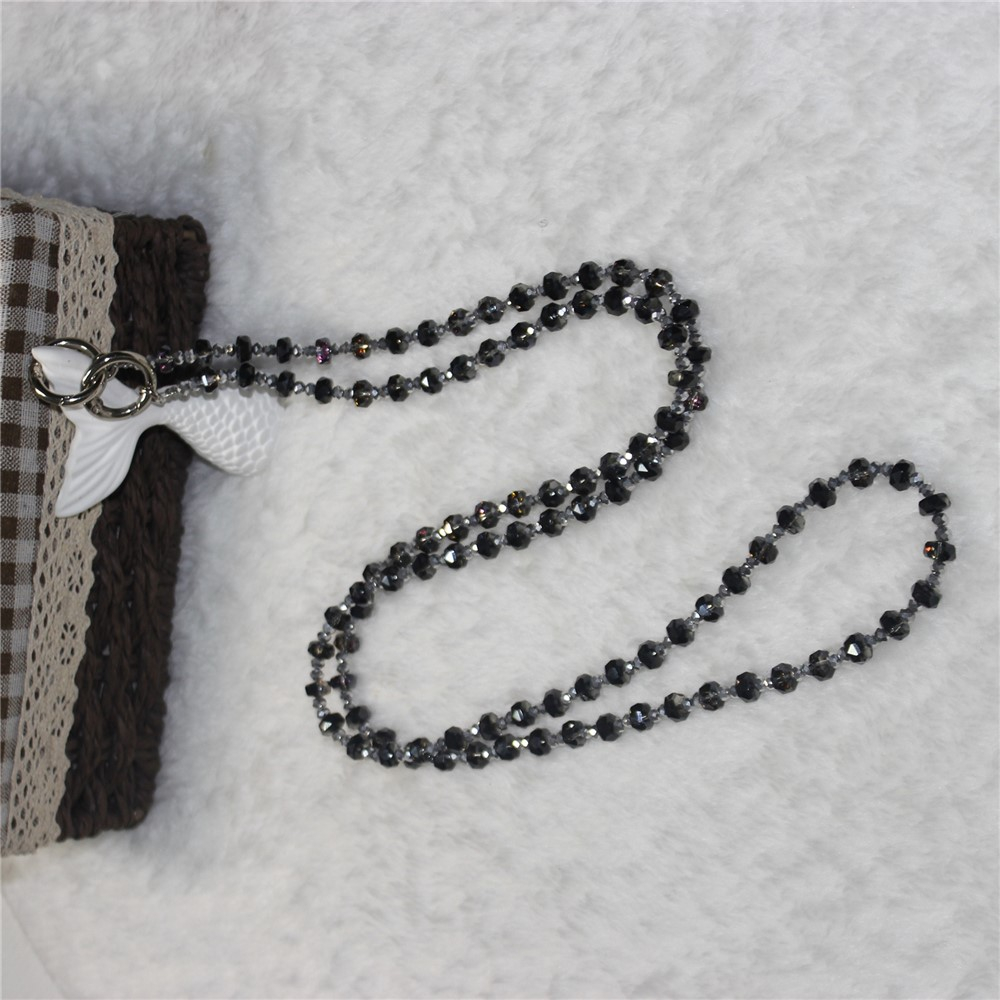 (120cm) Universal Necklace Handykette Umhängeband für Schutzhülle mit Glitzersteinen   1x Einlage - Schwarz