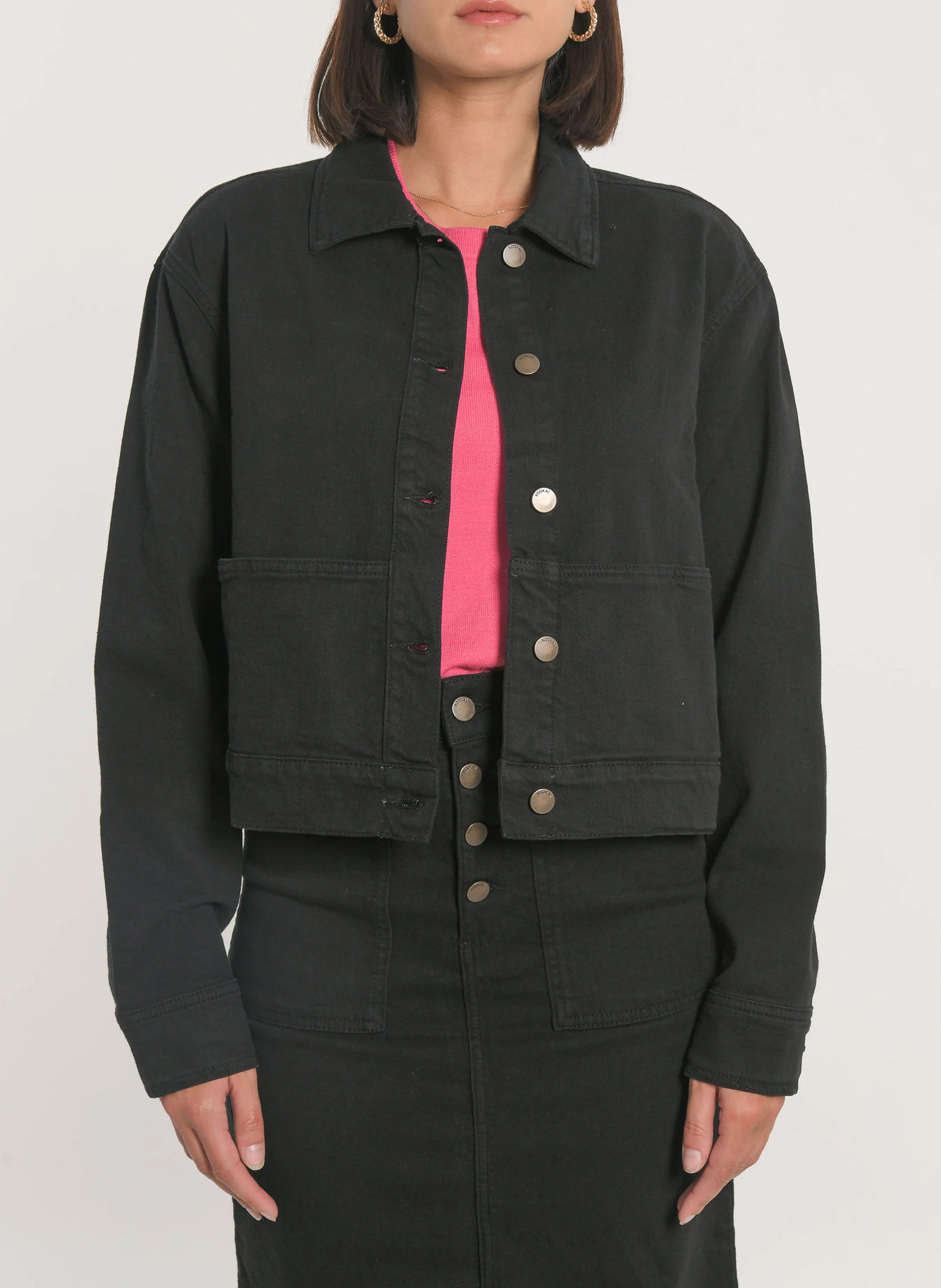 THADEE - Veste courte en coton mélangé | Noir