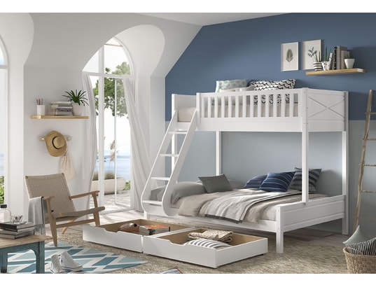 VIPACK - Lit évolutif Lit superposé 90-140x200 sommiers et tiroirs inclus scott ...