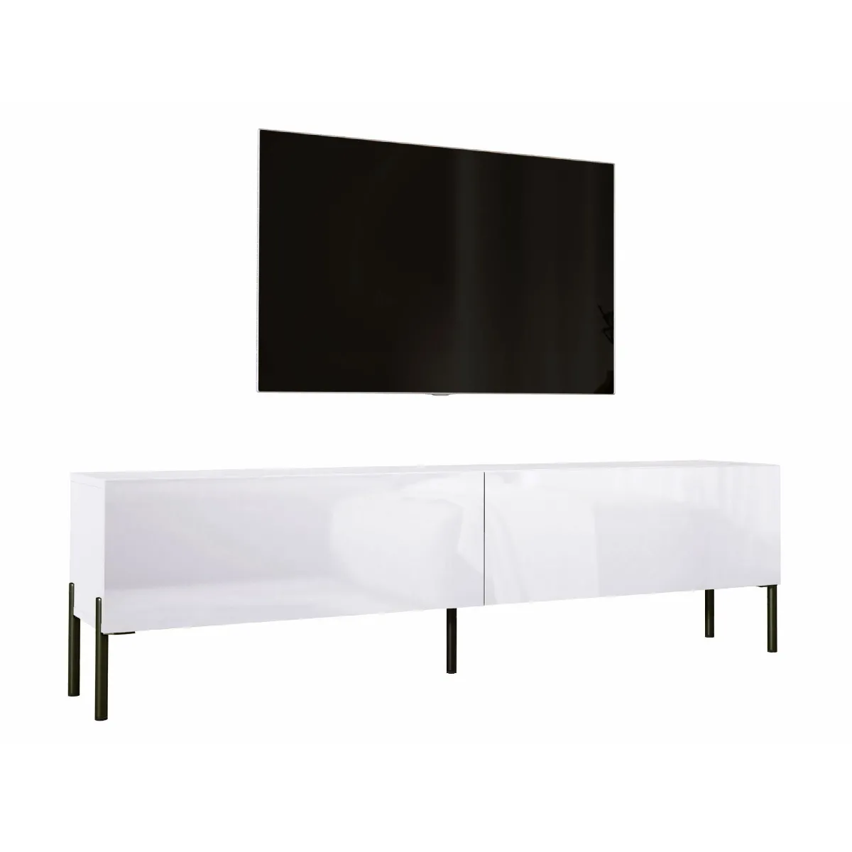 3xeliving Meuble TV - Blanc mat/brillant, 170 cm