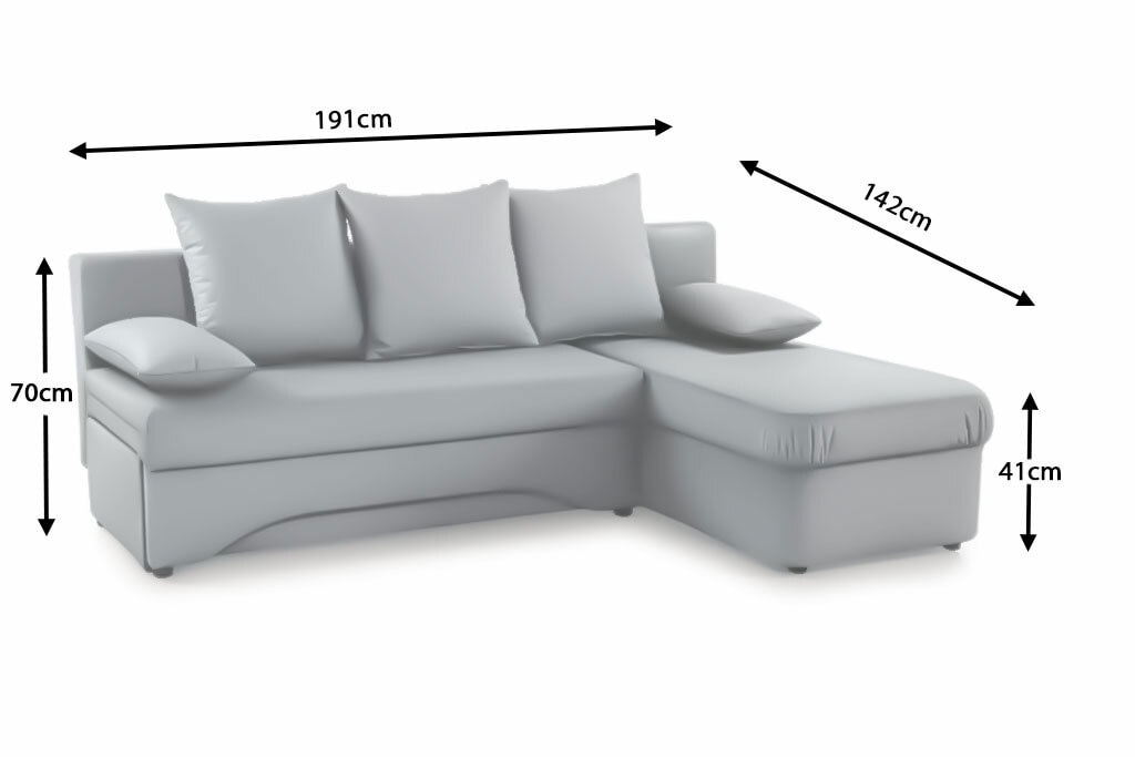 Ecksofa Polaris Stoffbezug Grau ca. 191 x 142 cm
