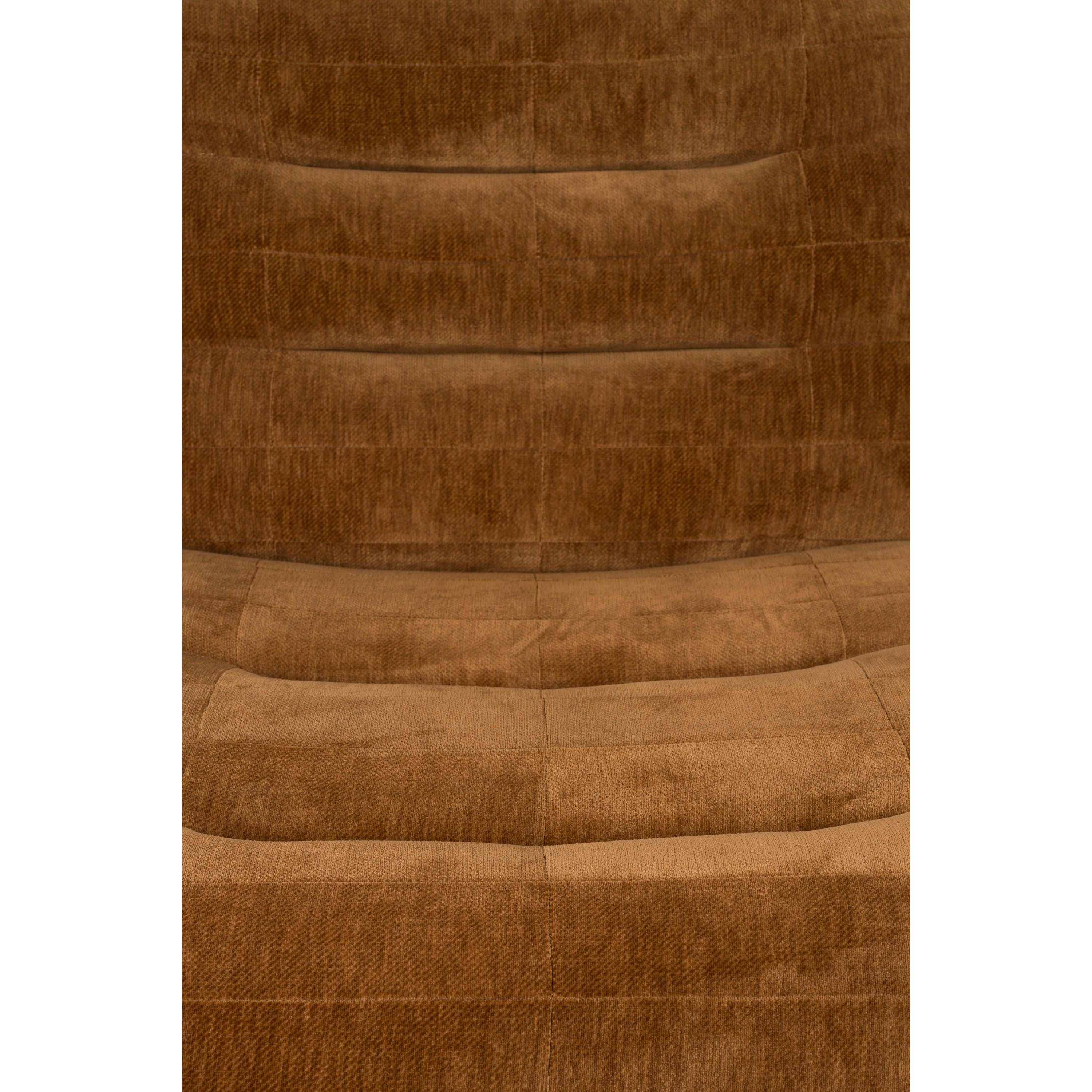 Dutchbone Wyatt Fauteuil Velours Cognac Bruin