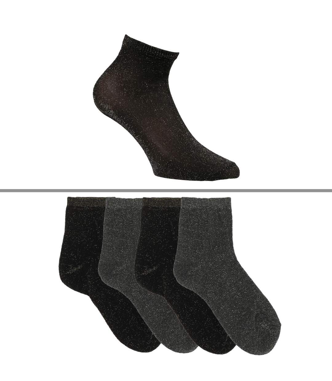 Chaussettes courtes à paillettes femme lot de 4