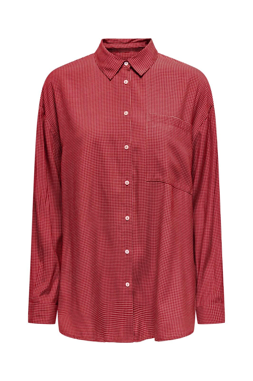 Only Onlmaggie L/S Check Shirt 4723921 racing red white