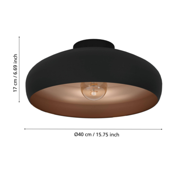 EGLO plafondlamp Mogano zwart/koper