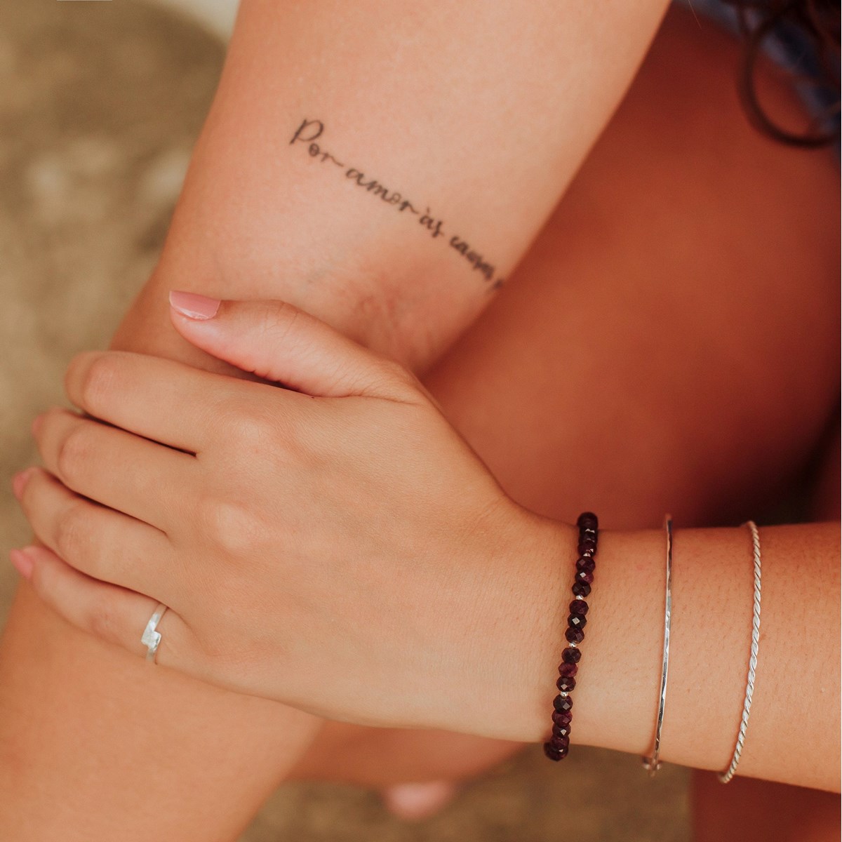 Bracelet en Grenat et Argent 925