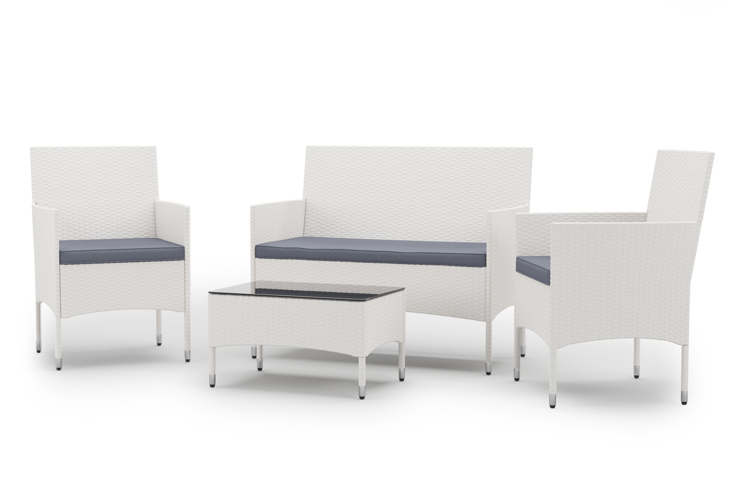 Gartenset Rattan MALIA weiss/grau