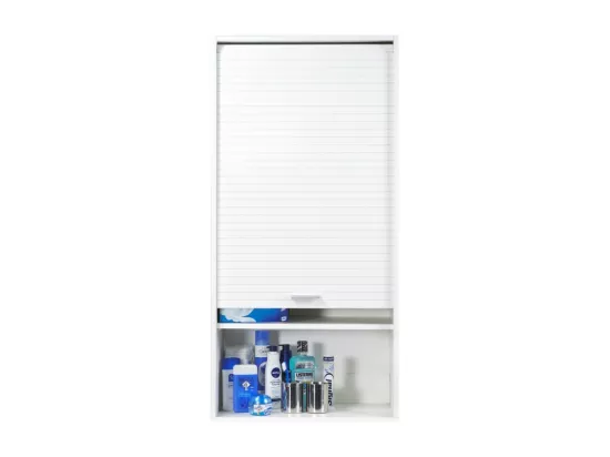 Meuble de Cuisine Haut Blanc 3 Tablettes 1 Rideau L 60 H 123.6 P 35 cm