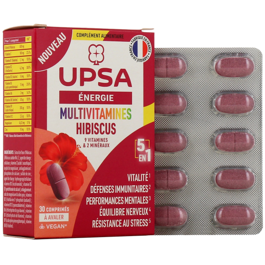 UPSA Multivitamines Hibiscus : complément alimentaire anti fatigue