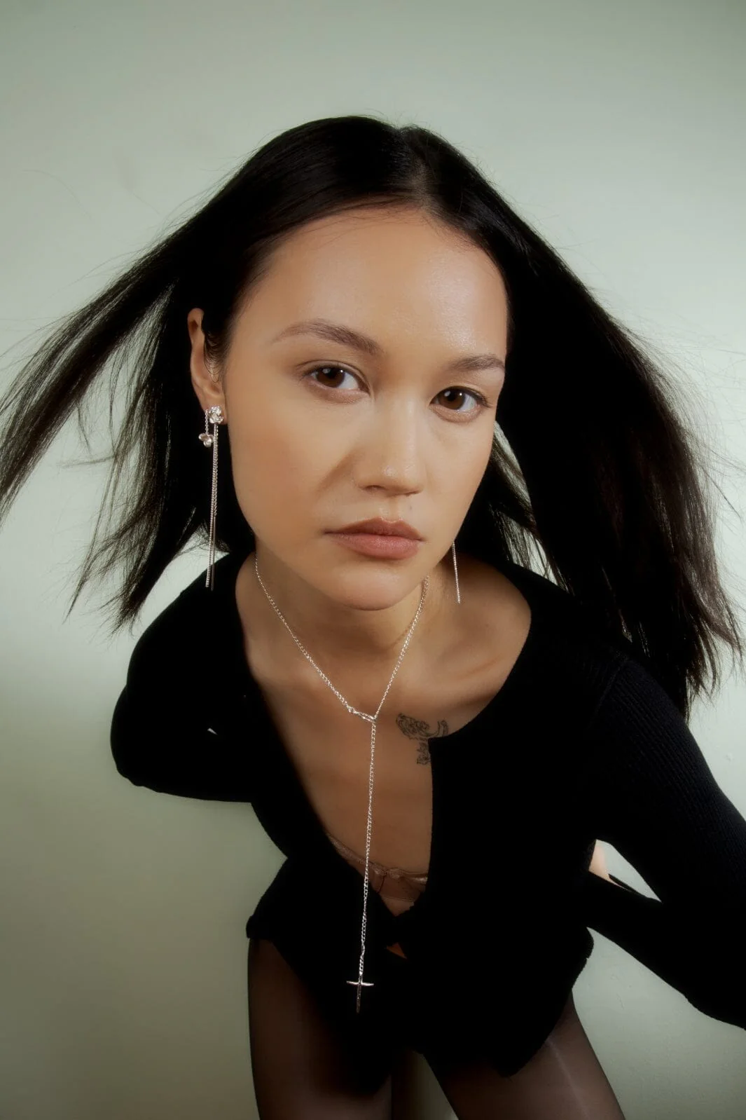Jane Kønig Leaf Chain Earring solv