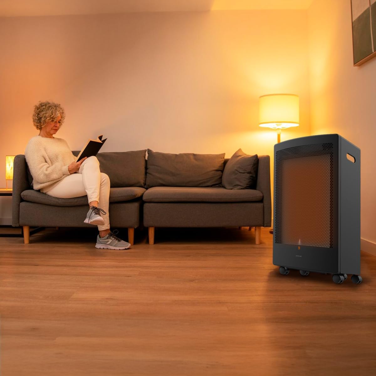 Cecotec ReadyWarm 5300 Catalytic Gasherd, 3000 W Leistung in 2 Stufen, gleichmäßige Hitze, Dreifach-Sicherheitssystem, kompatibel mit Gasflaschen mit 13 kg Kapazität, Griffe und 4 Rollen