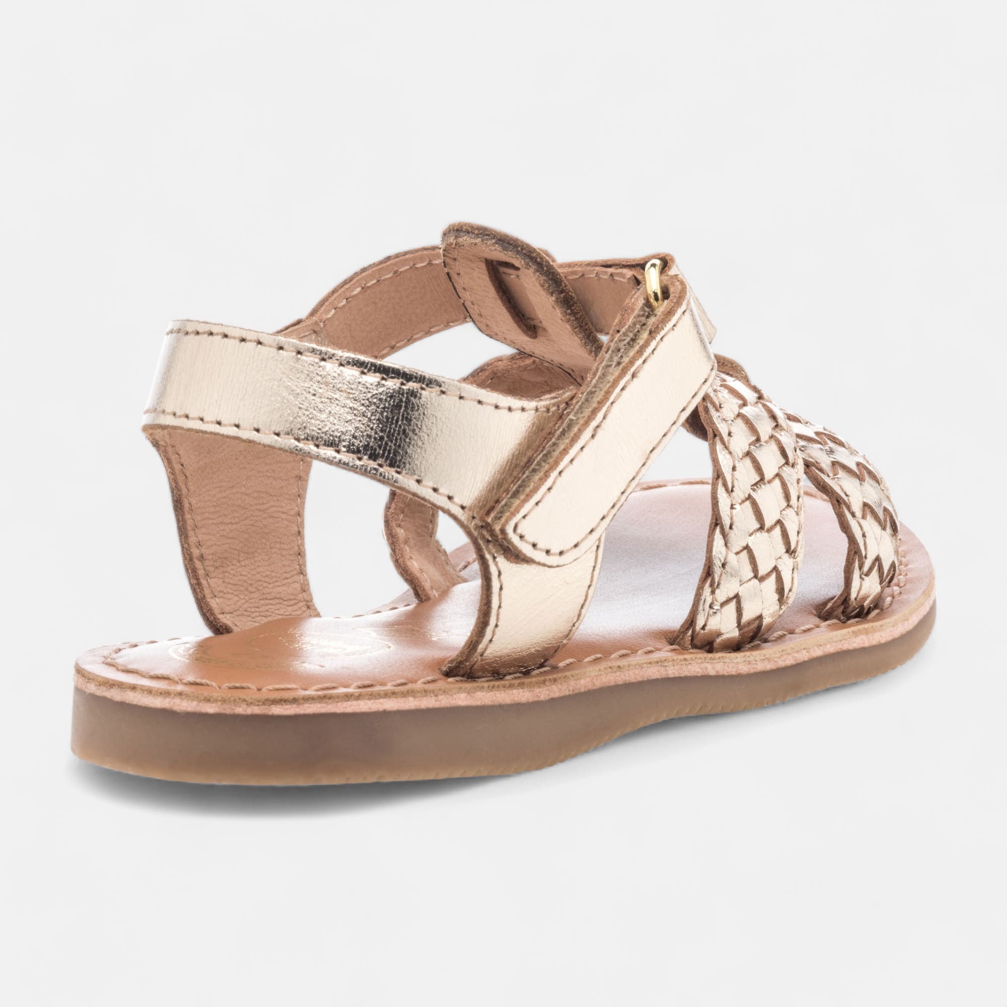 Nu-pieds Fille en cuir or