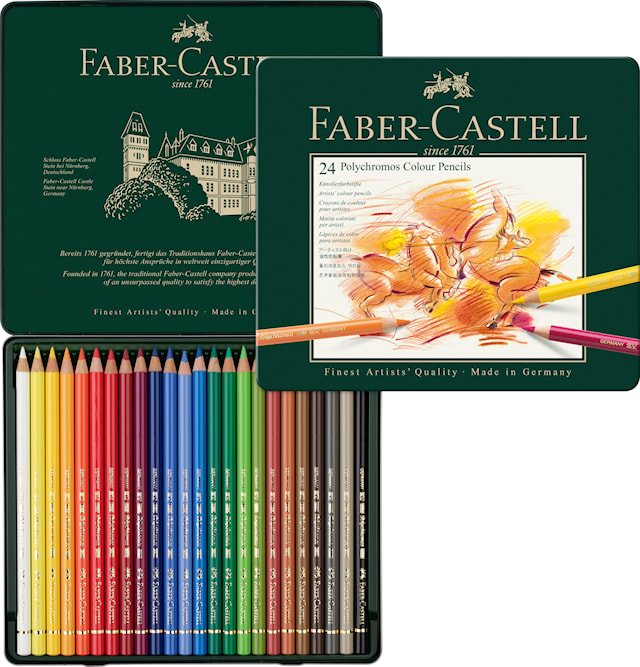 Polychromos Fargeblyanter Metalletui 24 pakning Faber-Castell