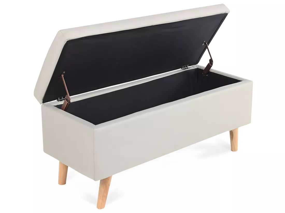 Banquette coffre de style scandinave Eline tissu beige