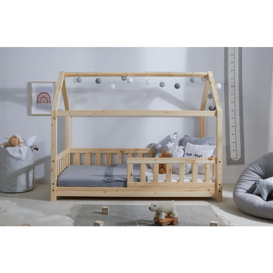 TICAA Kinderbett Hausbett Kay 80x160 Kiefer natur Natur