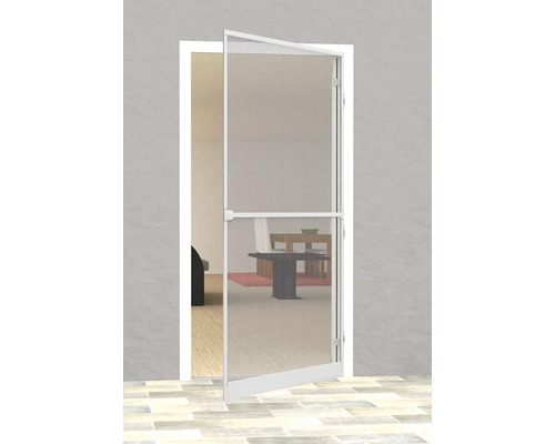 Hordeur, aluminium, glasvezel, wit, 100x215 cm