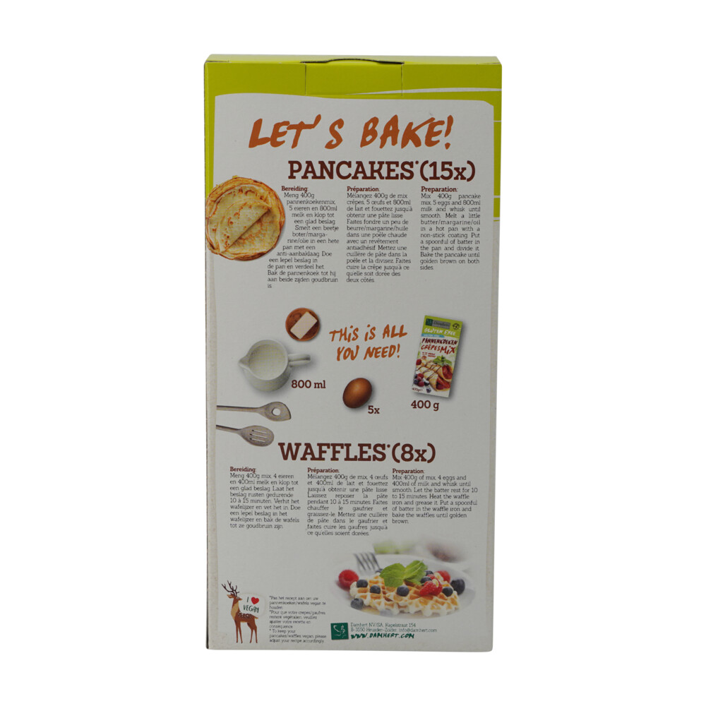 3x Damhert Glutenvrij Pannenkoekmix 400 gr