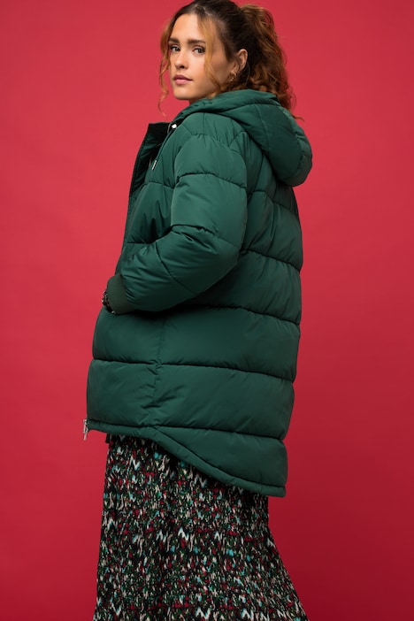 Steppjacke, oversized, Kapuze, 2-Wege-Zipper