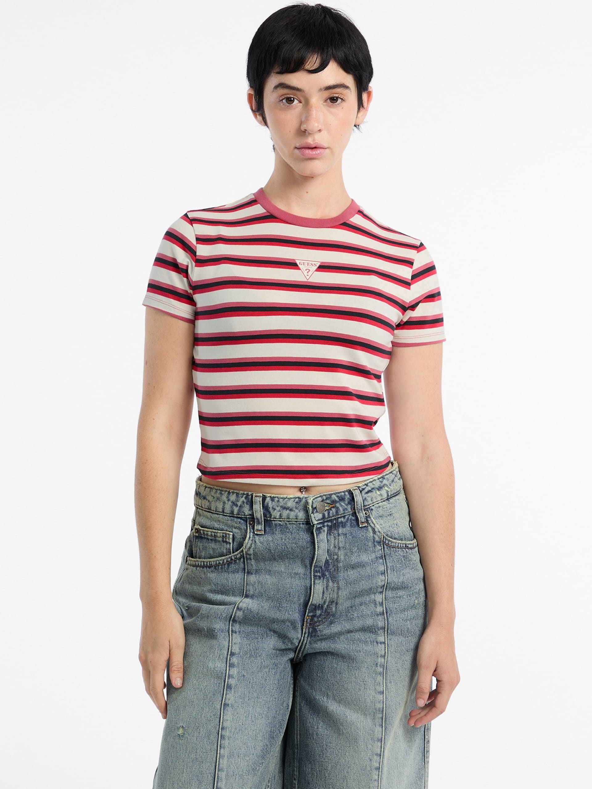 Camiseta infantil listrada Eco GUESS Originals Core