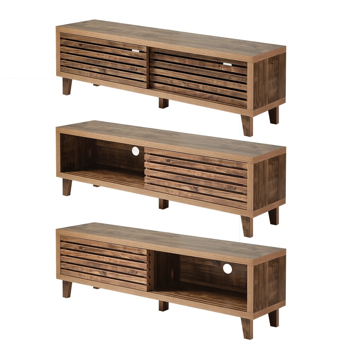 Calicosy - TV-Meubel LIAM - B140 cm - Donker hout