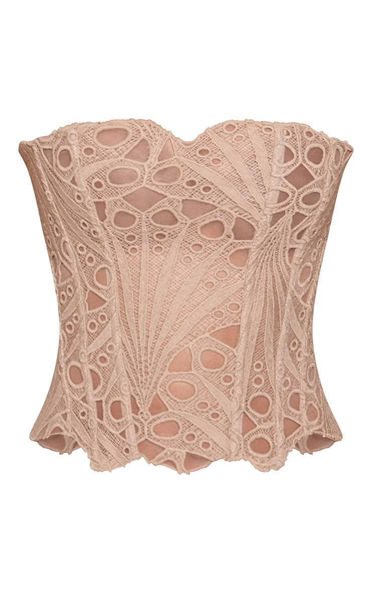 Amande Corset En Dentelle Florale Transparente Texturée