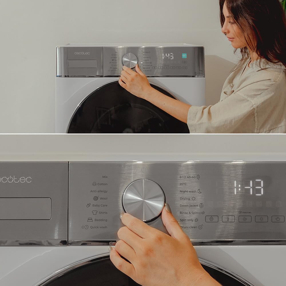 Cecotec Waschmaschine Trockner 8-5Kg Frontlader Bolero Wash&Dry 8580 Inverter A. 1400 U/MIN, 16 Programme, Inverter Plus Motor, SteamMax, OnSmart, Fuzzy Logic, SpaCare und Lastsensor