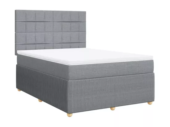 Sommier à lattes de lit avec matelas Gris clair 140x190cm Tissu