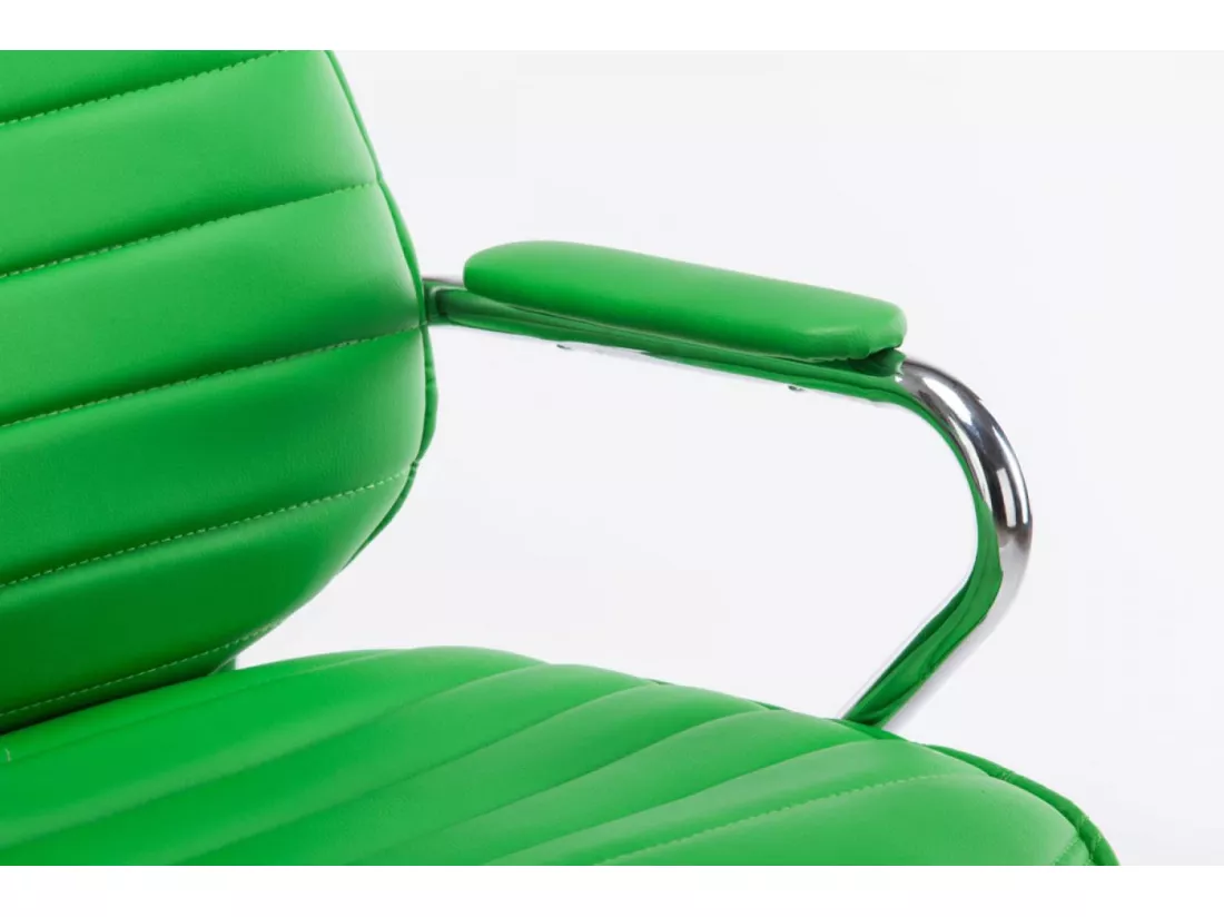 Chaise de bureau - Similicuir & Métal chromé - Vert - Rako