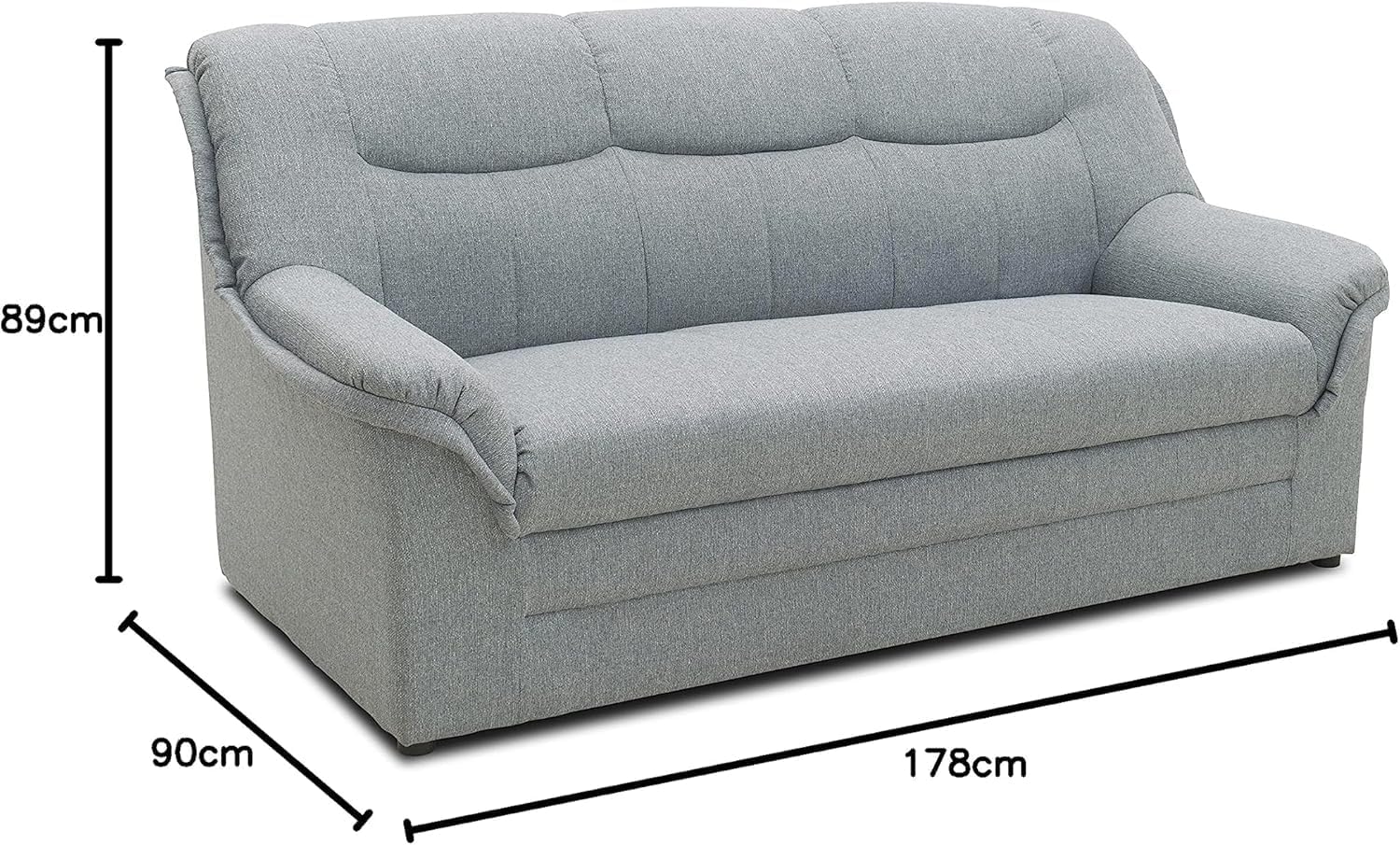 DOMO. collection Sofa Berlin, klassisches 3er Sofa, Polstergarnitur mit hochwertigem Federkern, 3 Sitzer 178 x 90 x 89 cm (BxTxH), Silber