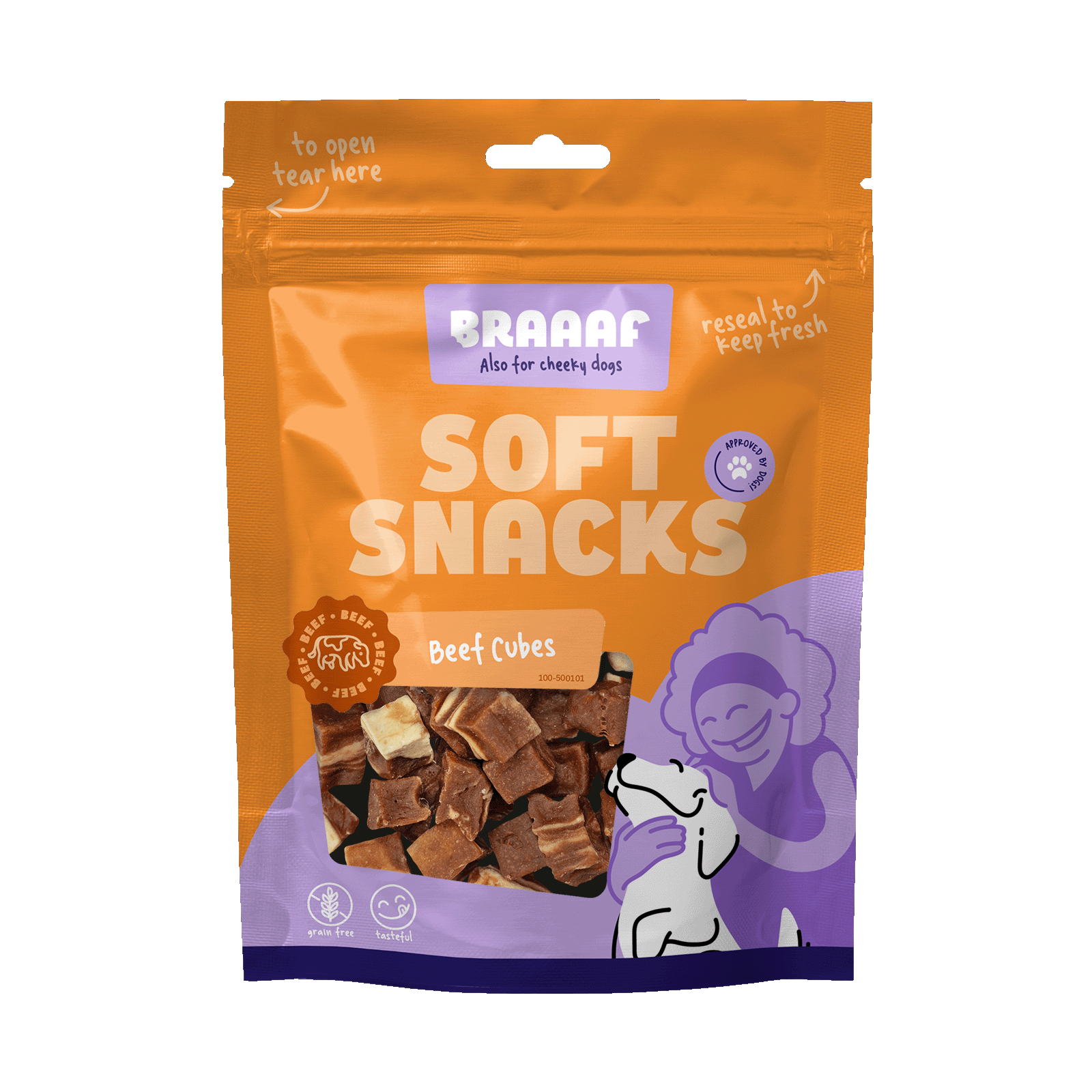 Braaaf Soft snacks Blokjes - Hondensnack - 85 Gram - vis, rund