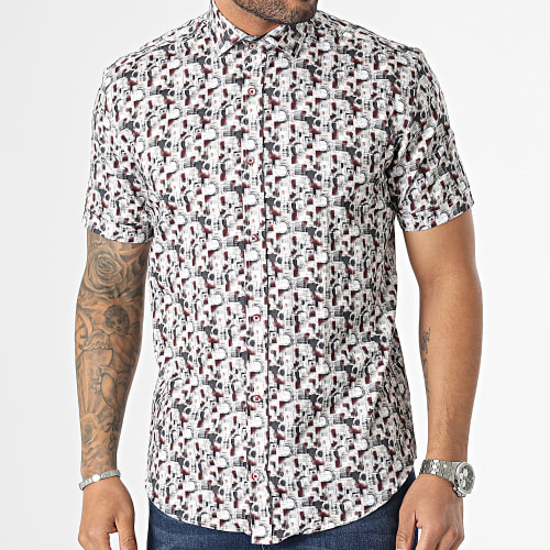 Chemise Manches Courtes Blanc Gris