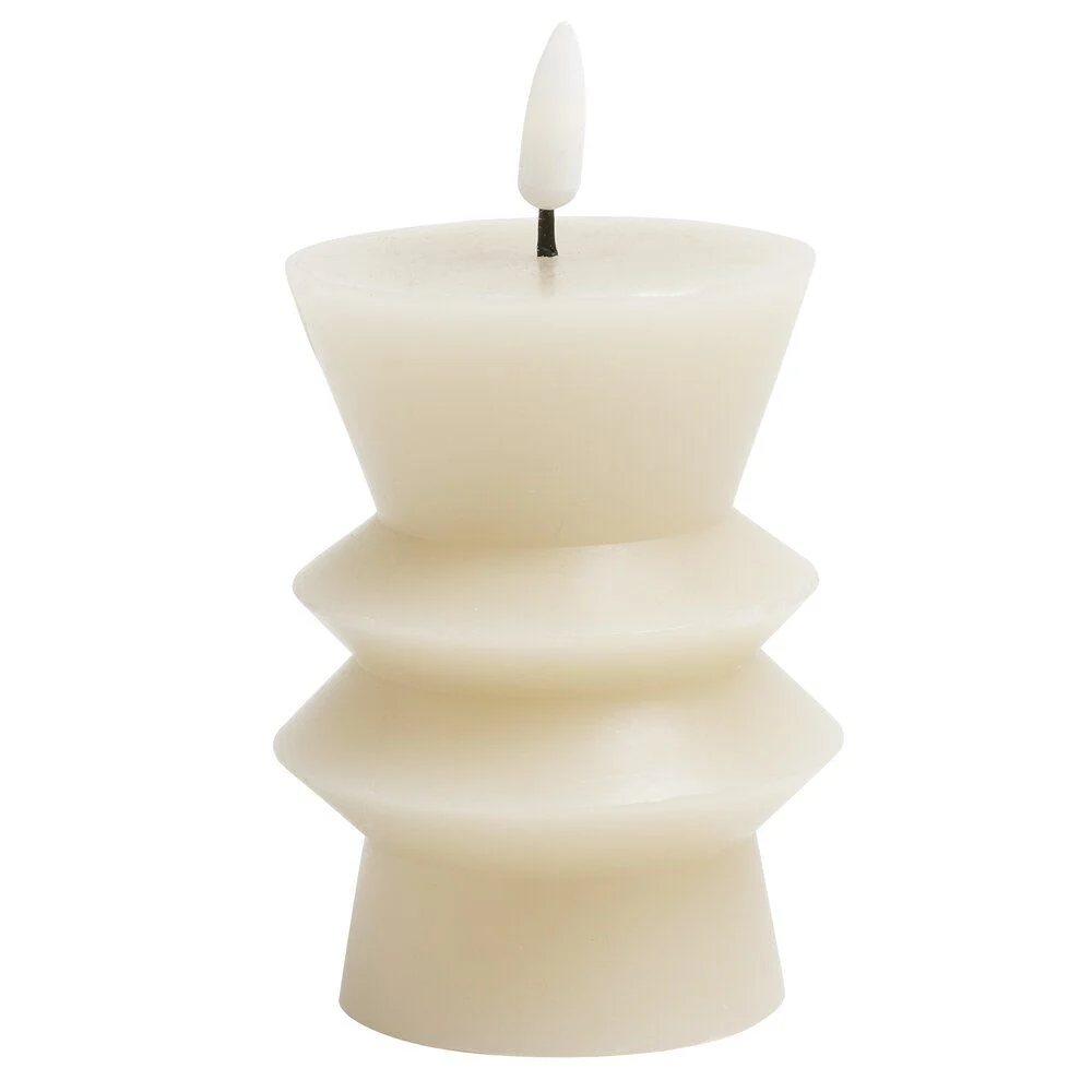 Bougie LED sculptée blanche Ø7,5xH10cm