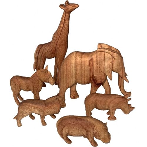 Papoose toys afrikaanse dieren - naturel - 6st