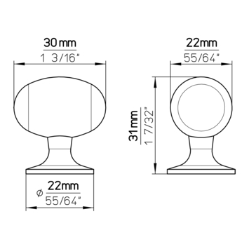 Knop Amber zwart 20mm