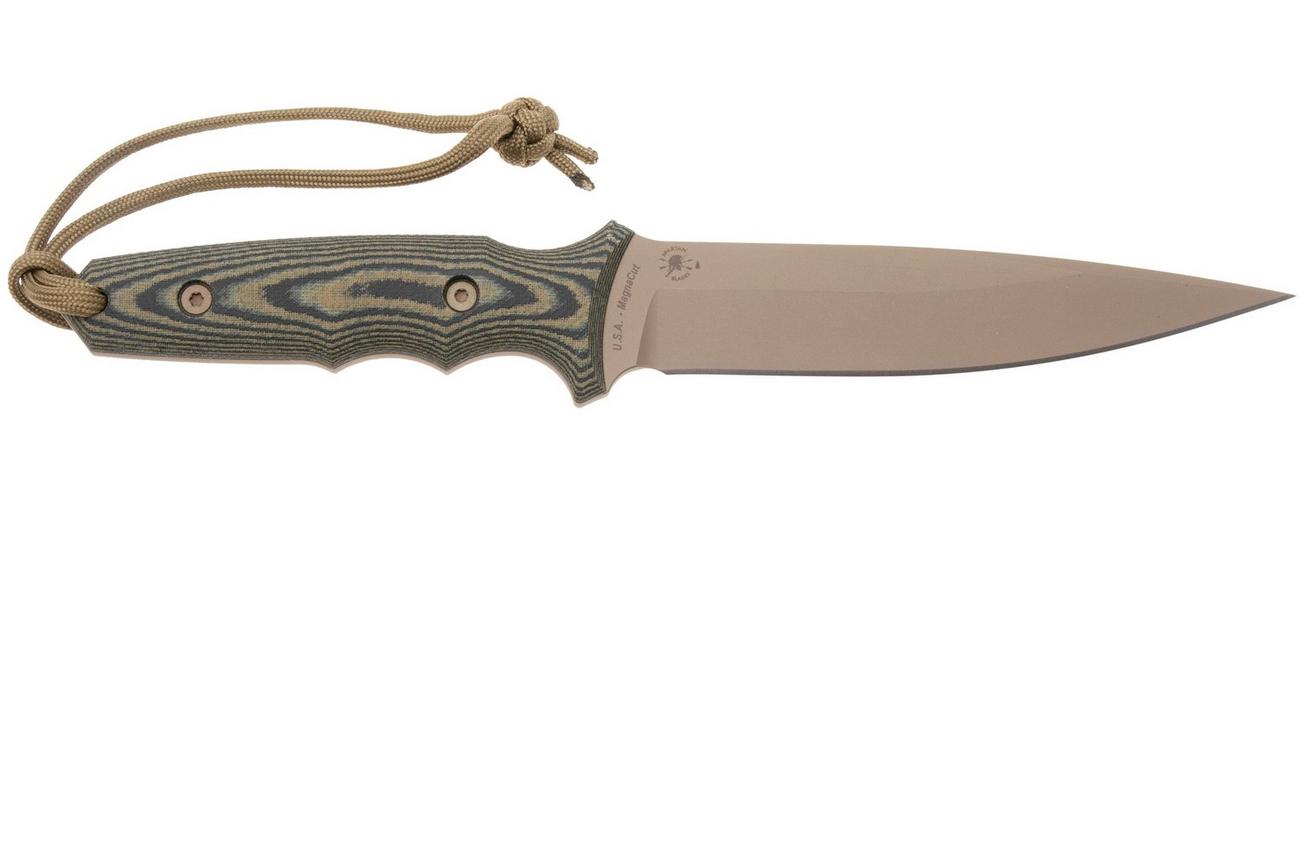 Spartan Blades Harsey Clandestina SB57DECMKYTN Flat Dark Earth, Camo Micarta, survivalmes, kydex schede