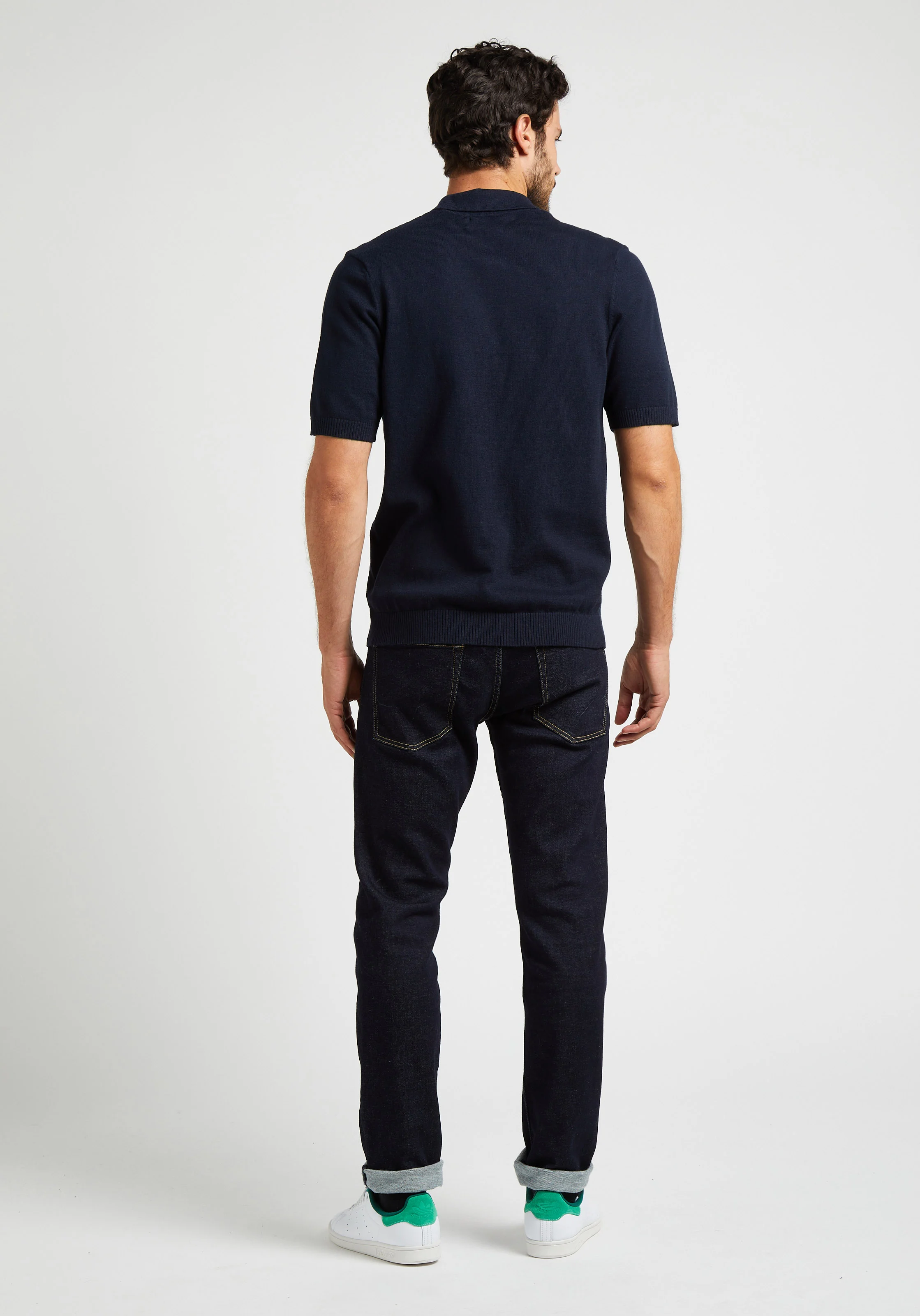 CONAL - Polo col zippé en coton bio mélangé| Bleu