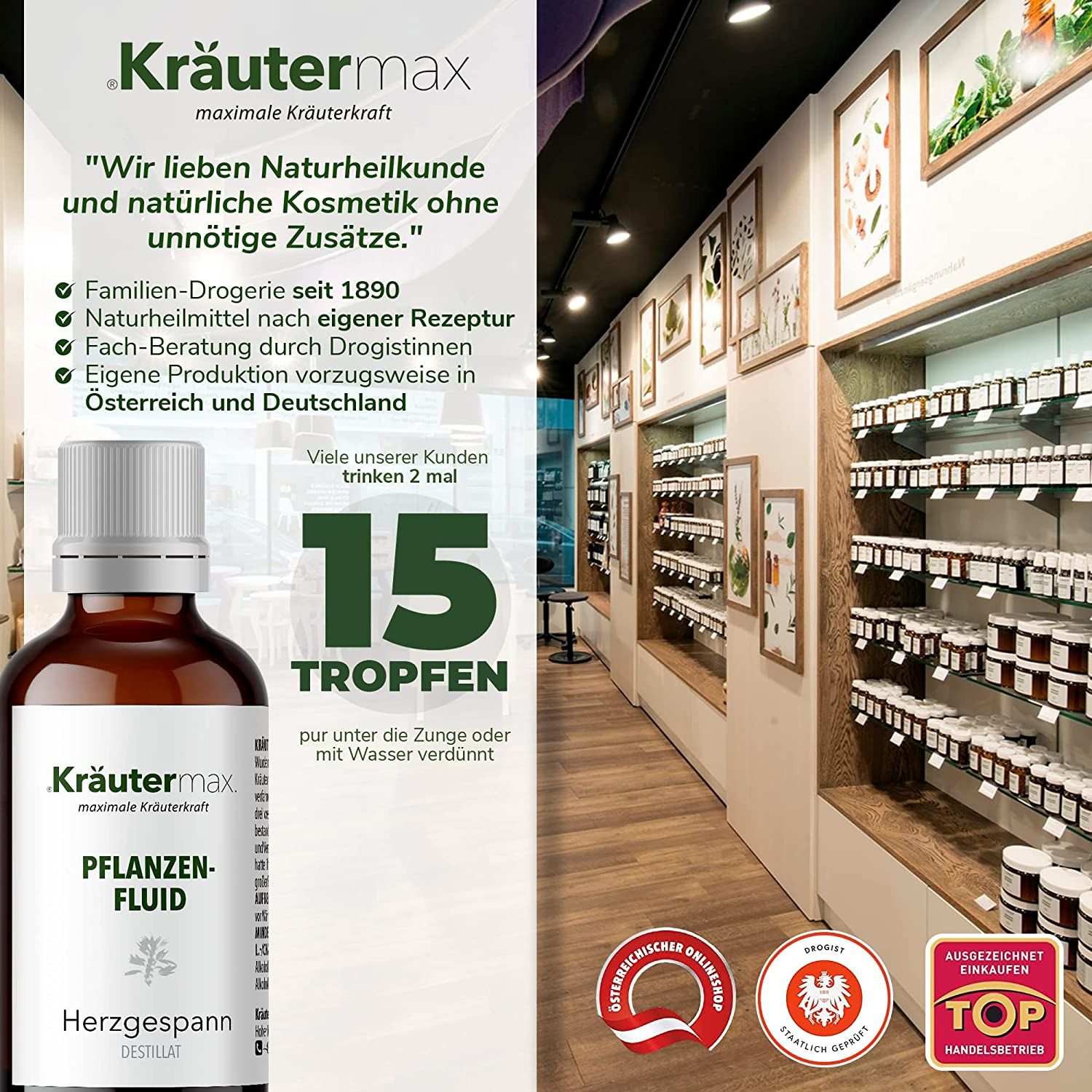 Kräutermax Pflanzenfluid Herzgespann Tropfen