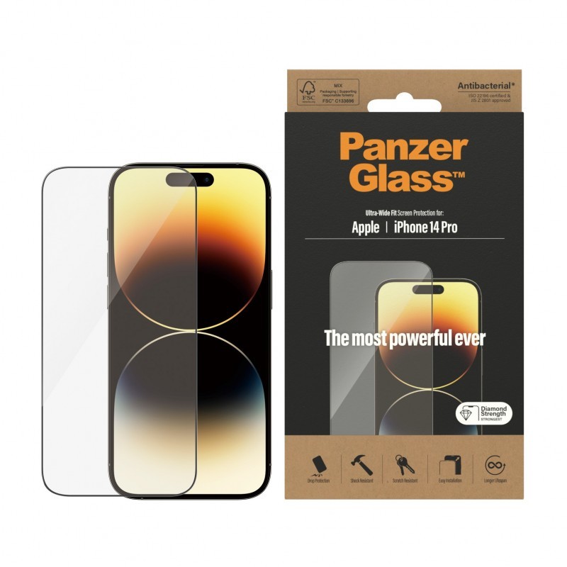 PanzerGlass - Skærmbeskyttelse Apple iPhone 14 Pro - Ultra-Wide Fit