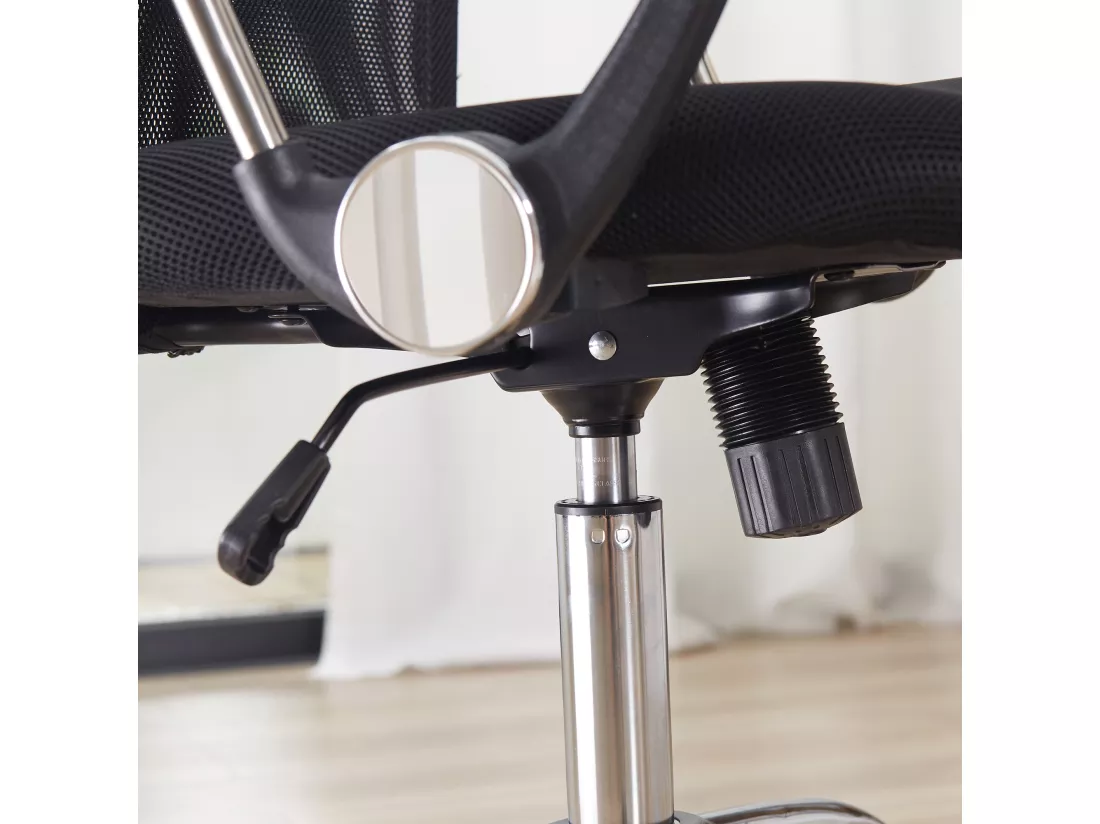 HOMCOM Fauteuil de bureau manager grand confort dossier ergonomique hauteur assise réglable pivotant tissu maille noir