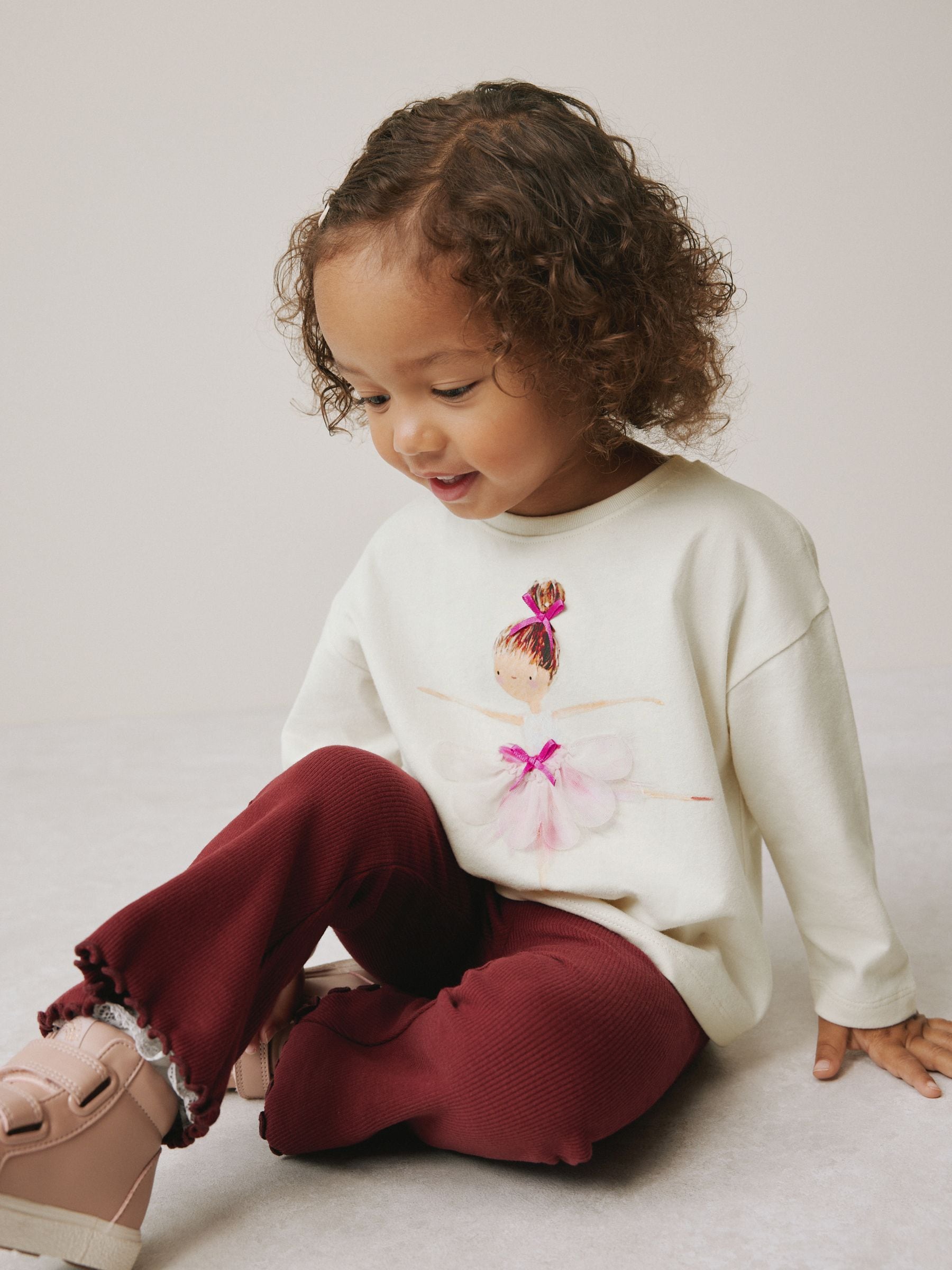 Ecru ballerina - T-shirt met lange mouwen (3 mnd-7 jr)
