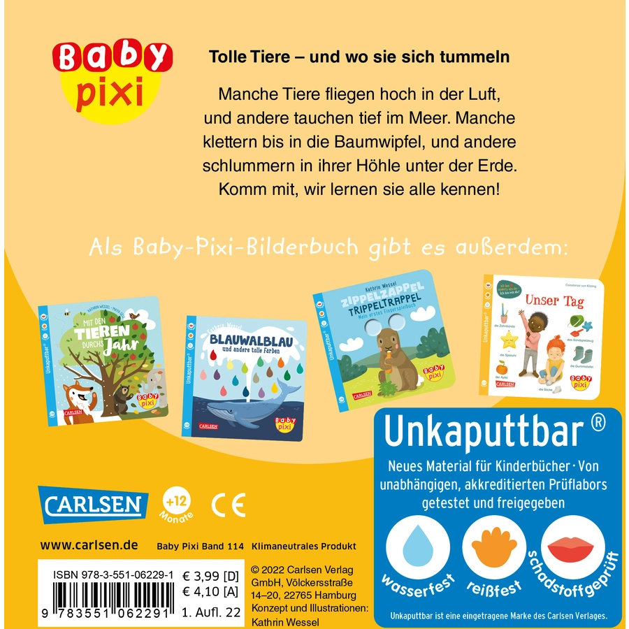 CARLSEN Baby Pixi (unkaputtbar) 114: Tolle Tiere