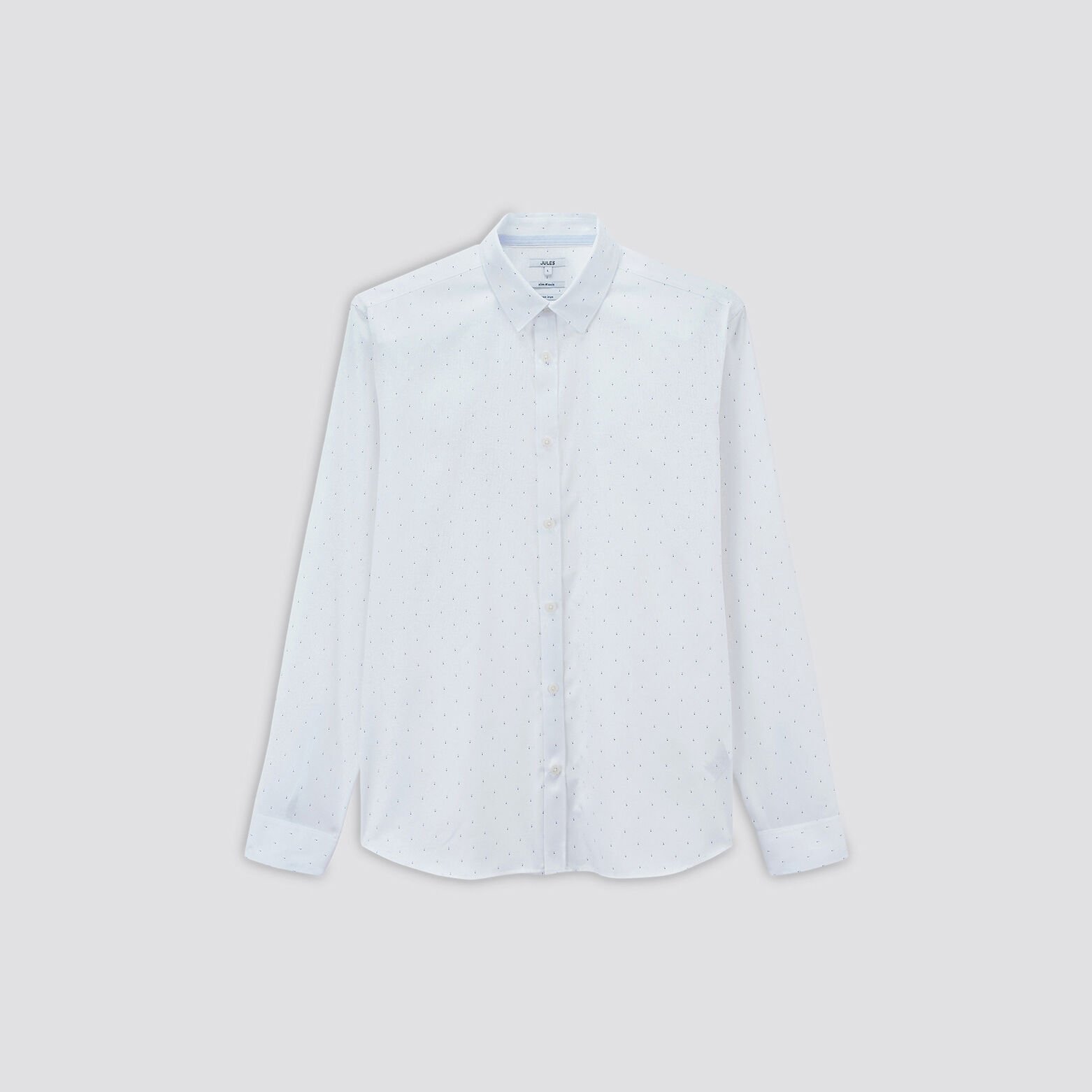 Chemise slim sans repassage imprimé micro géo coto Blanc