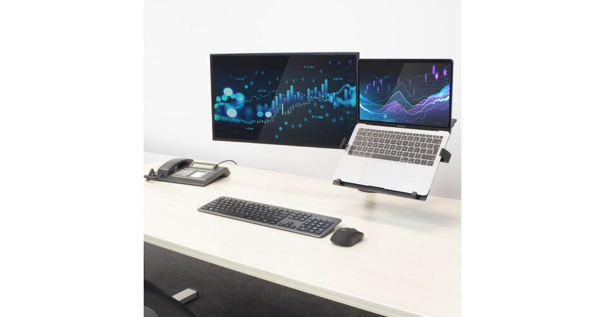 ACT ConnectivityMonitorarm met laptophouder, 1 scherm bevestiging  (Zwart)