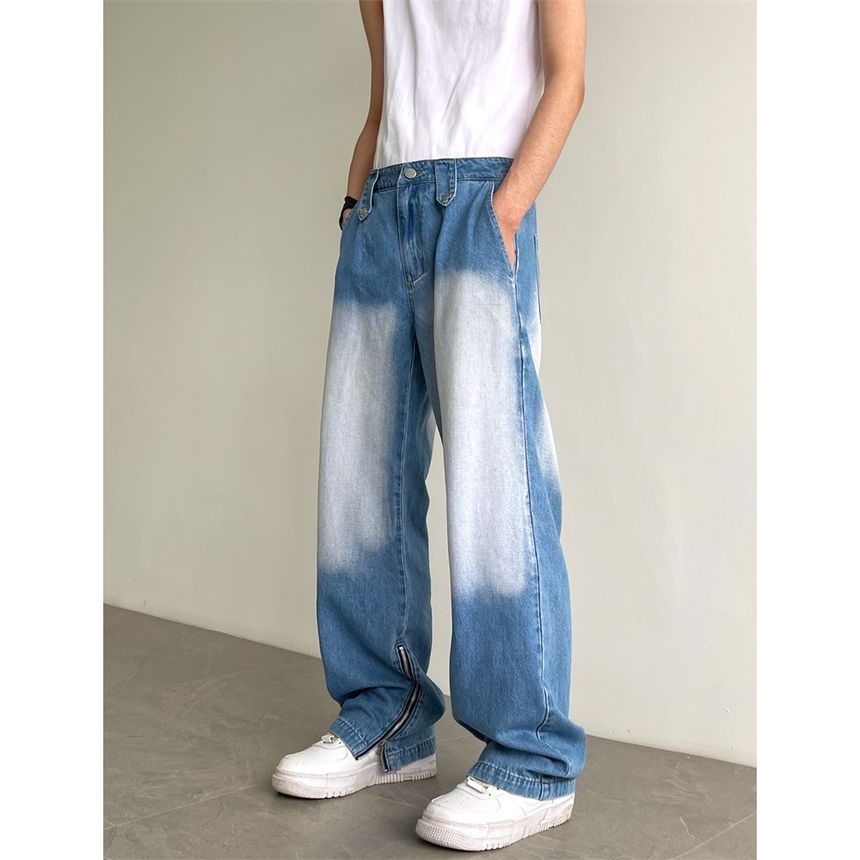 Freehop - Hoge taille gewassen ritszoom losse jeans