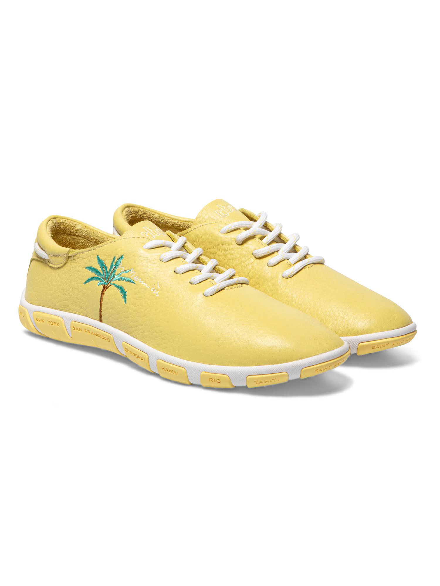 Tennis Femme en Cuir Confort  Jaune