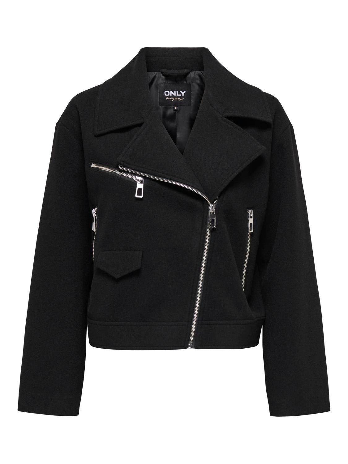 ONLNANCY Bikerjacke in Lederoptik Black