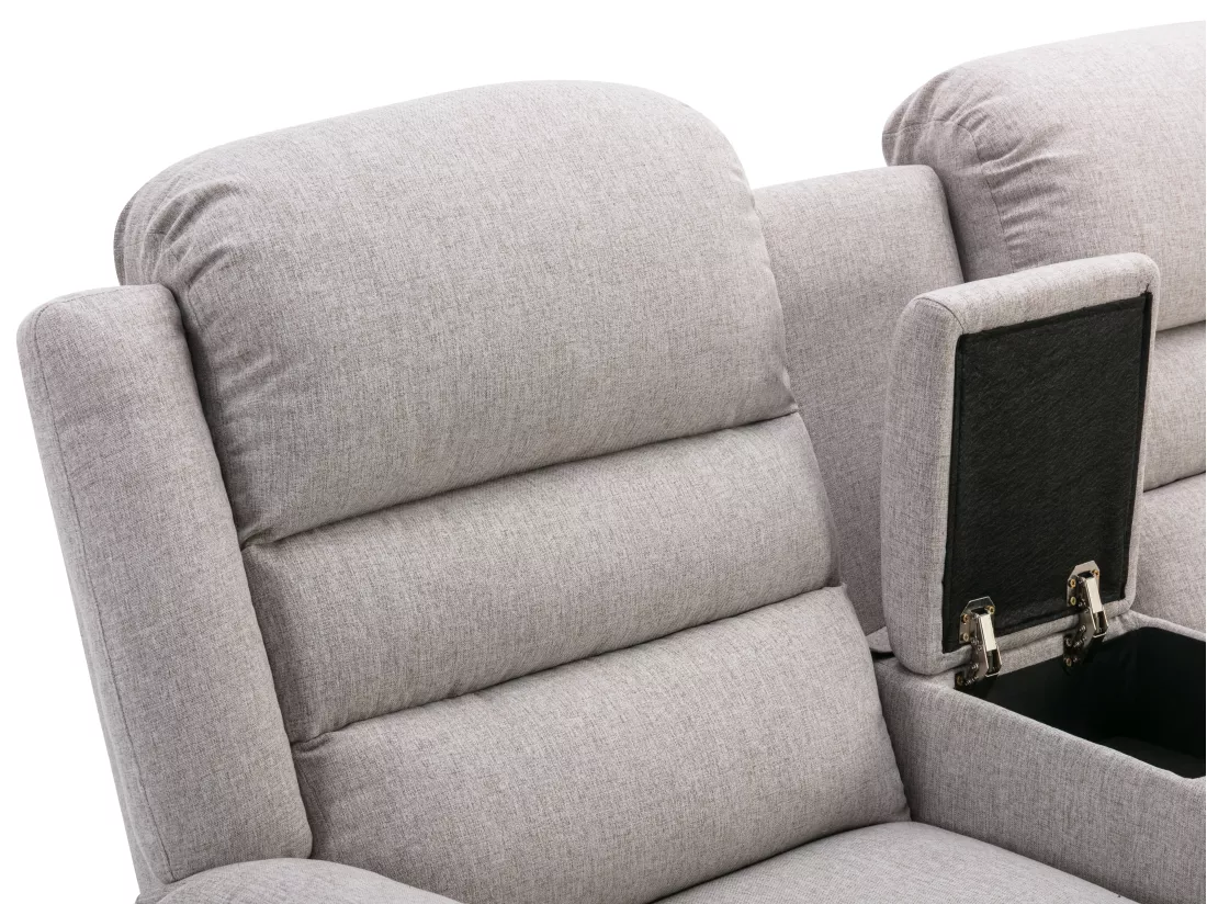 Canapé d'angle droit relax en tissu beige MACEDONIA