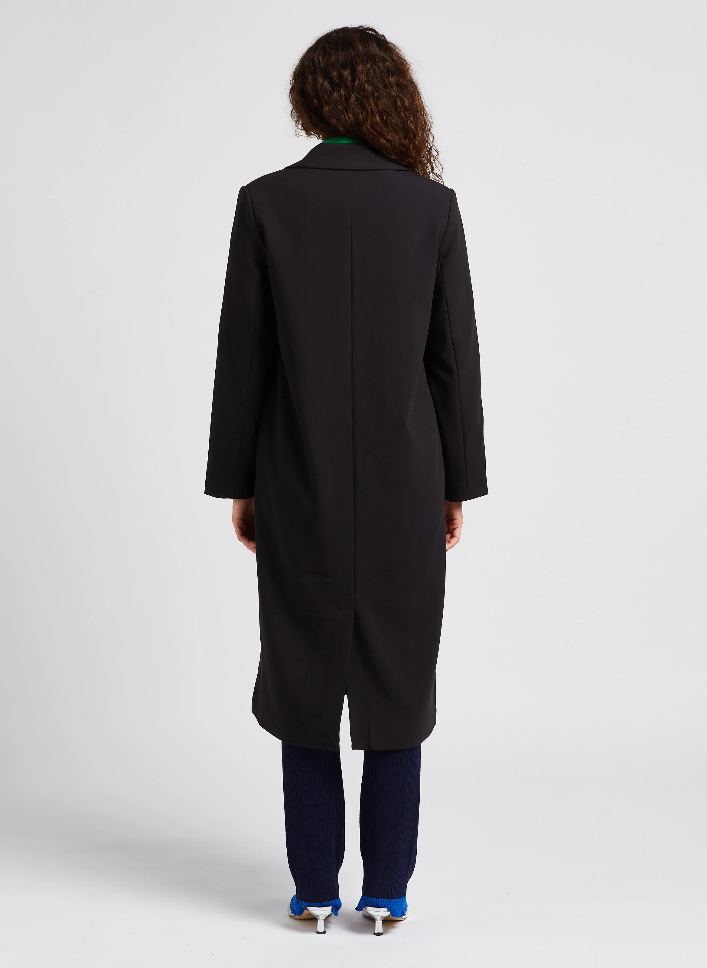 Manteau long col tailleur| Noir